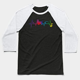 Scottish Terrier  Colorful Heartbeat, Heart & Dog Paw Baseball T-Shirt